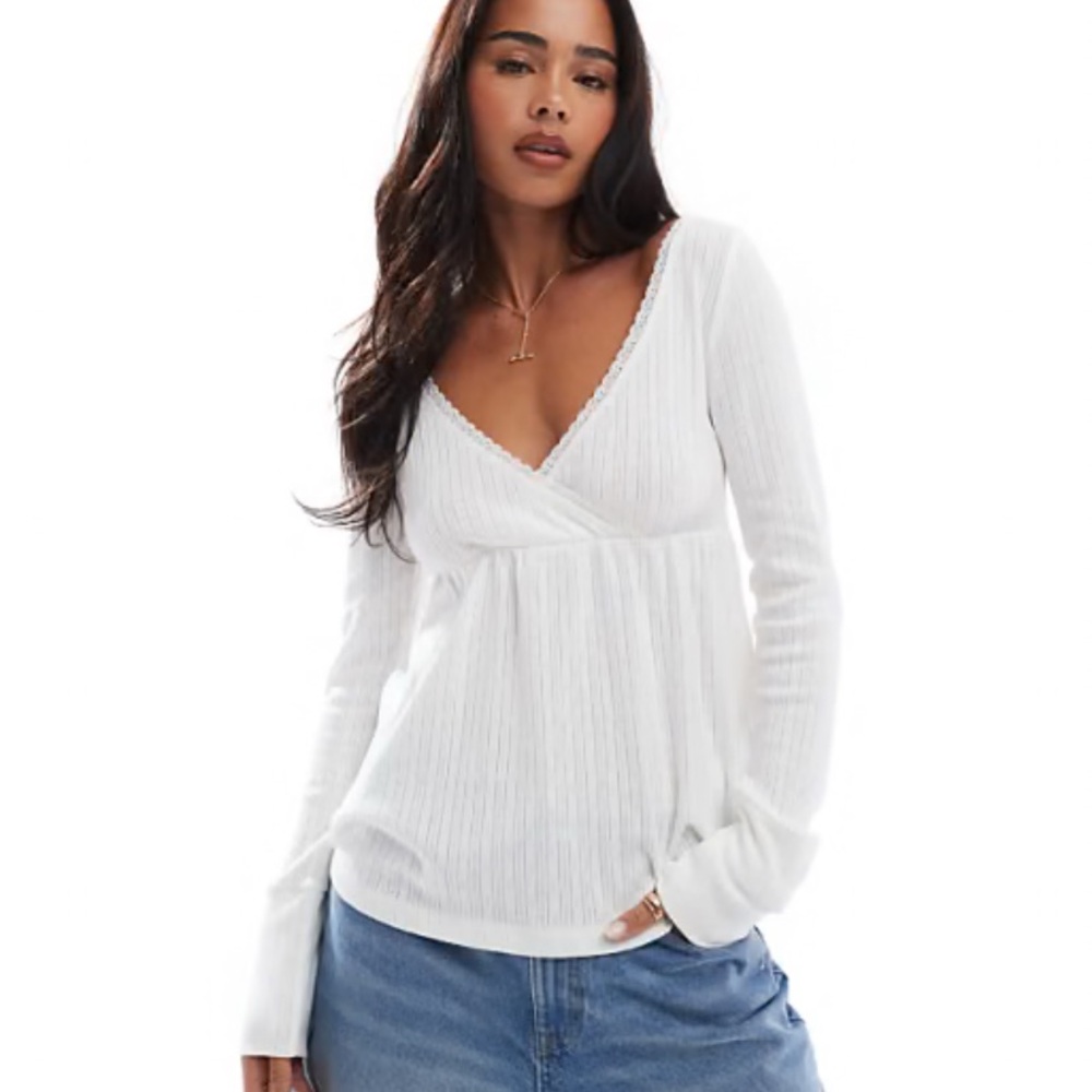 Hollister babydoll pointelle long sleeve